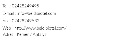 Antalya Beldibi Otel telefon numaralar, faks, e-mail, posta adresi ve iletiim bilgileri